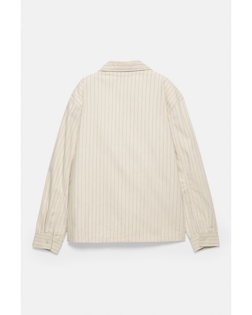 Pull&Bear Gestreept Geborduurd Overhemd in het Natural voor heren
