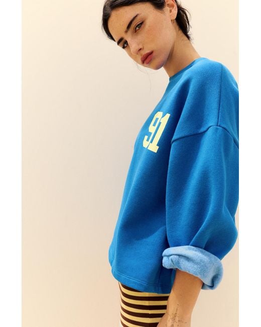 Pull&Bear Sweater Met Print in het Blue
