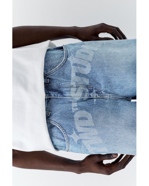 Pull&Bear Blue Stwd Super Baggy Jorts for men