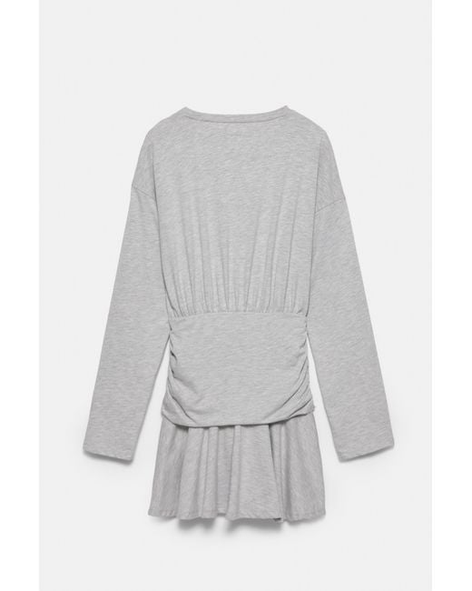 Pull&Bear White Short Gathered Dress