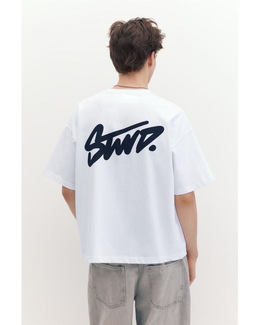 Pull&Bear White Stwd Logo Boxy T-Shirt for men