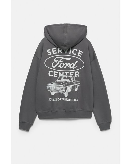 Pull&Bear Gray Ford Hoodie for men