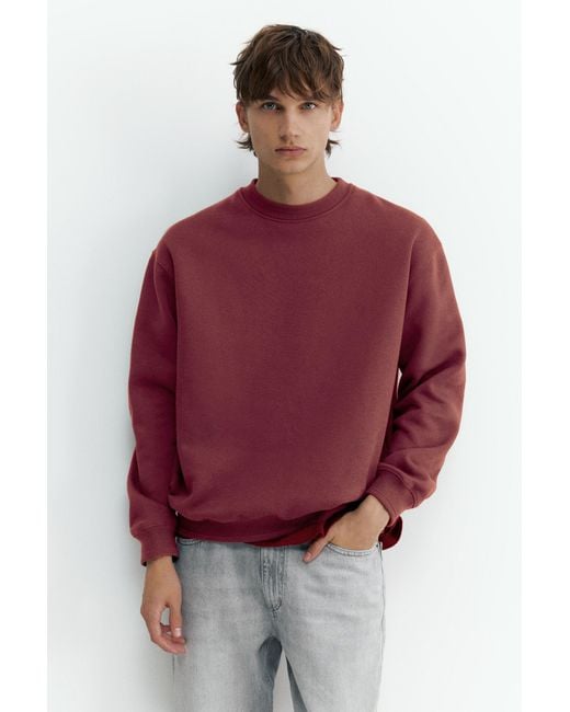 Pull&Bear Red Relaxed Fit Sweatshirt for men