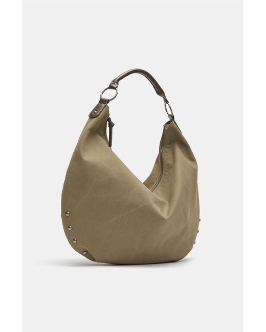 Pull&Bear Natural Ring Stud Tote Bag