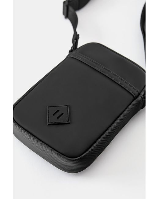 Pull&Bear Black Rubberised Crossbody Bag for men