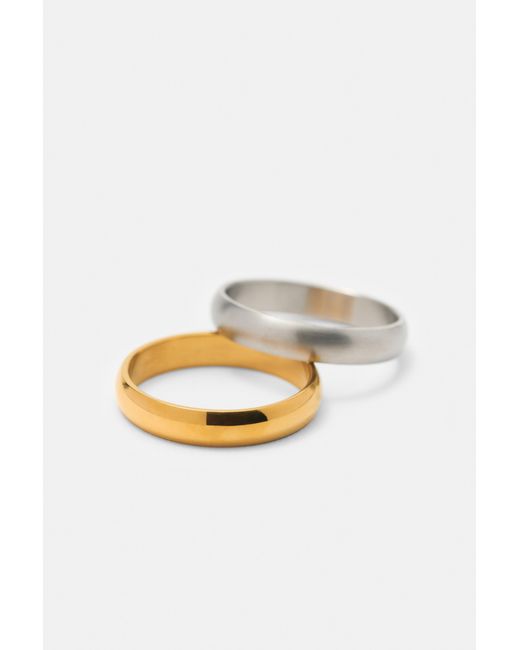 Pull&Bear Multicolor Pack Of 4 Basic Rings for men