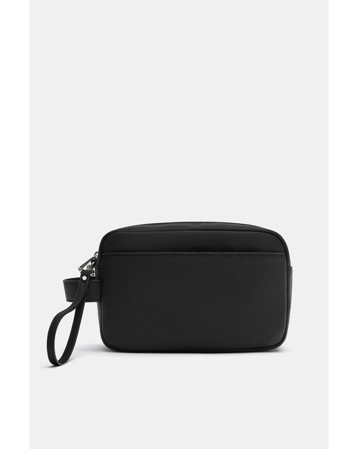 Pull&Bear Black Wash Bag With Handle for men