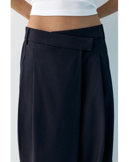 Pull&Bear Blue Crossover Waist Smart Trousers