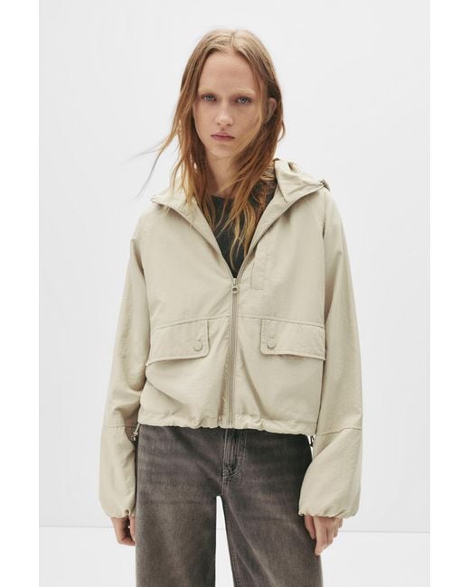 Pull&Bear Natural Short Lightweight Jacket With Hood