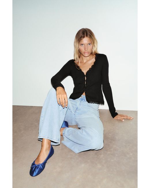 Pull&Bear Blue Ruched Ballet Pumps
