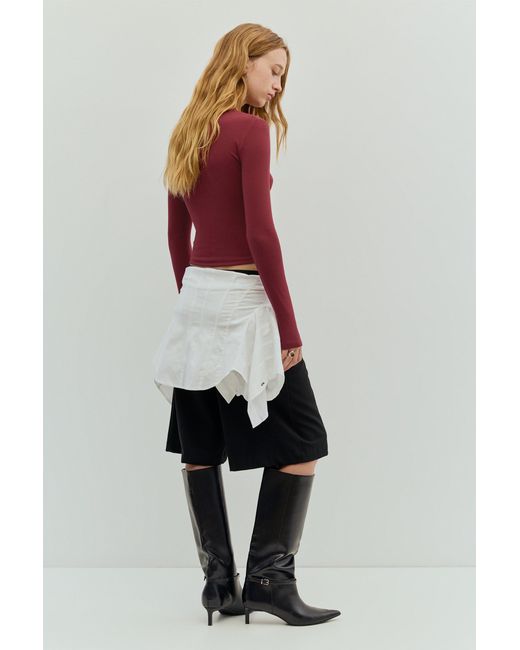 Pull&Bear Red High Neck Top