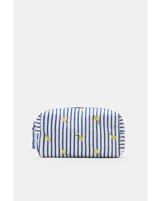 Pull&Bear Blue Striped Terry Cloth Toiletry Bag