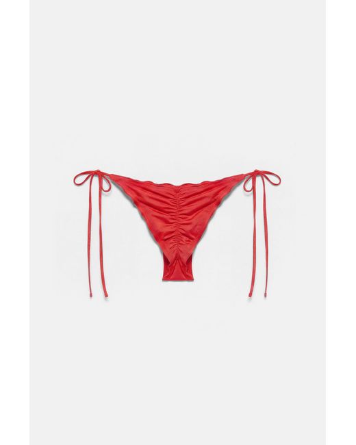 Pull&Bear Red Ruffled Bikini Bottoms