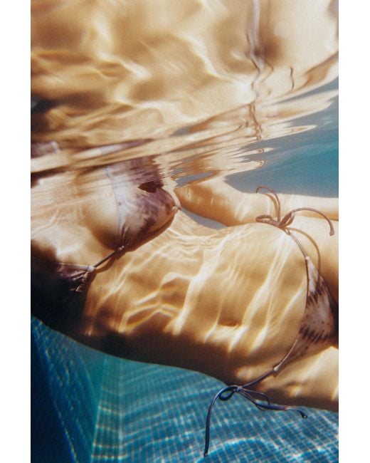 Pull&Bear Blue Triangle Tie-Dye Bikini Top