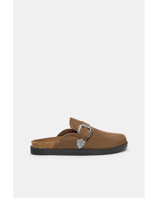 Pull&Bear Leder-Clogs Mit Schnalle in Brown für Herren