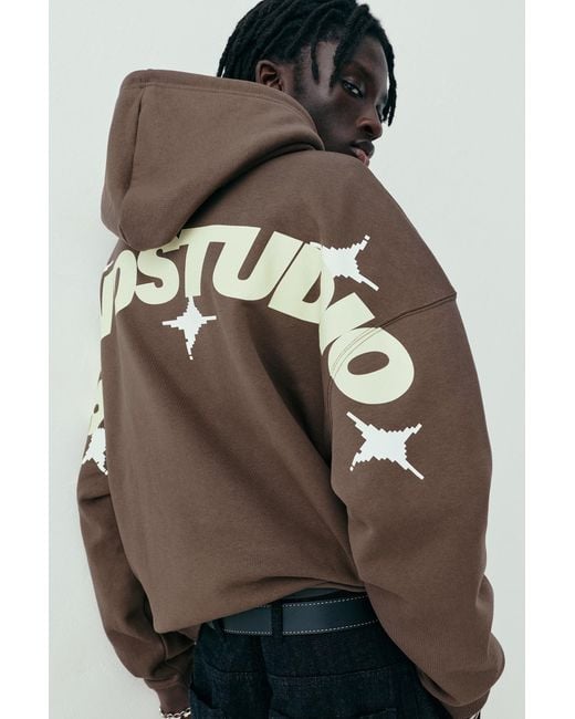 Pull&Bear Brown Stwd Studio Hoodie for men
