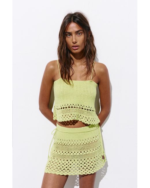 Pull&Bear Green Crochet Strappy Top