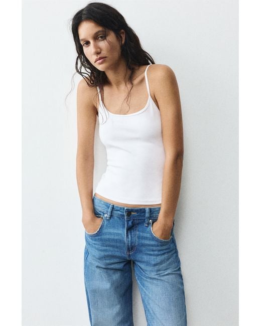 Pull&Bear White Thin Strap Top