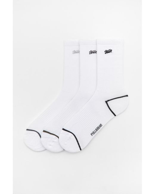 Pull&Bear White Pack Of 3 Pairs Of Sports Socks for men