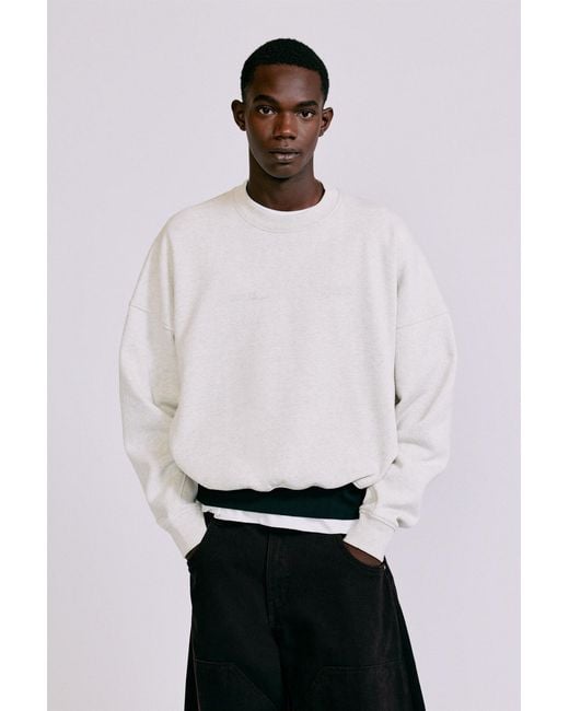 Pull&Bear Metallic Contrast Rib Round Neck Sweatshirt for men