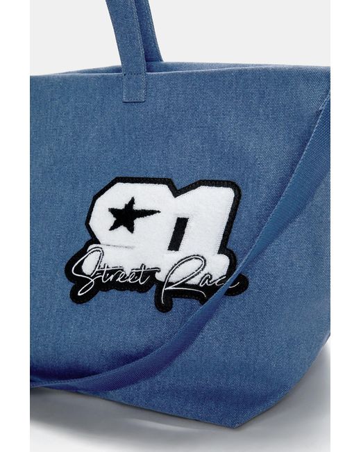 Pull&Bear Blue Stwd Shopper Bag for men