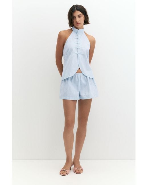 Pull&Bear Blue Striped Halter Top With Toggles