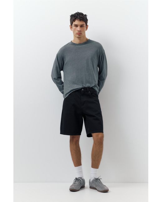 Pull&Bear White Standard Denim Bermuda Shorts for men