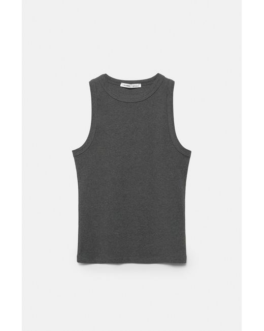 Pull&Bear Black Round Neck Tank Top