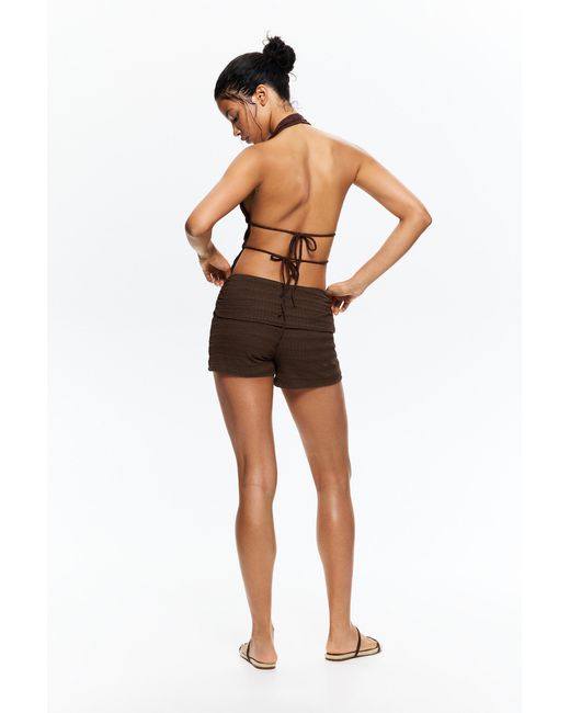 Pull&Bear Brown Rustic Shorts With Fold-Over Waist