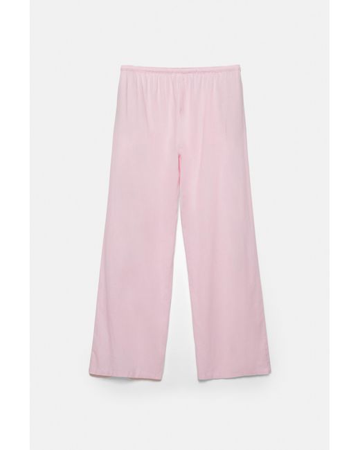 Pull&Bear Soepelvallende Broek Met Linnen in het Multicolor