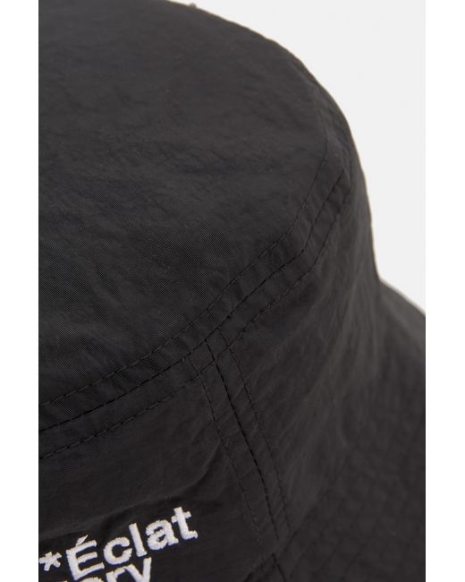 Pull&Bear Black Technical Text Bucket Hat for men
