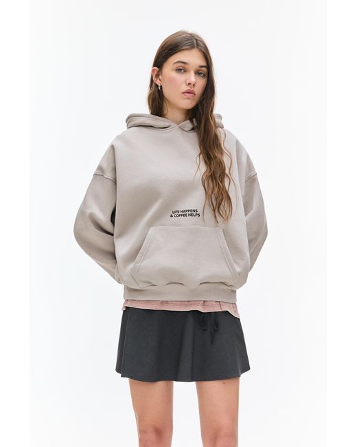 Pull&Bear Natural Espresso Graphic Hoodie