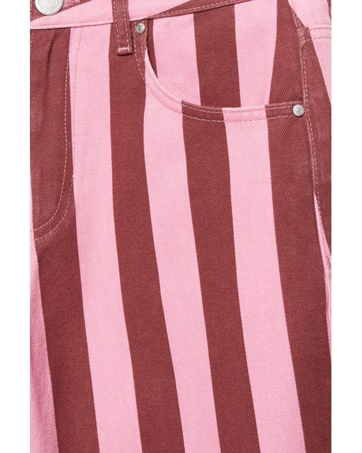 Pull&Bear Gestreepte Barrel Jeans in het Red