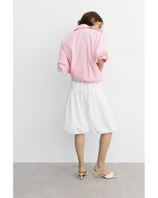 Pull&Bear Balloon Rok Van Popeline in het White