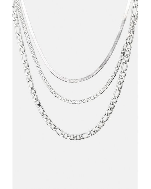 Pull&Bear Gray 3-Pack Of Chain Necklaces for men