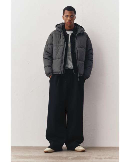 Pull&Bear Gray Padded Jacket With Hood for men