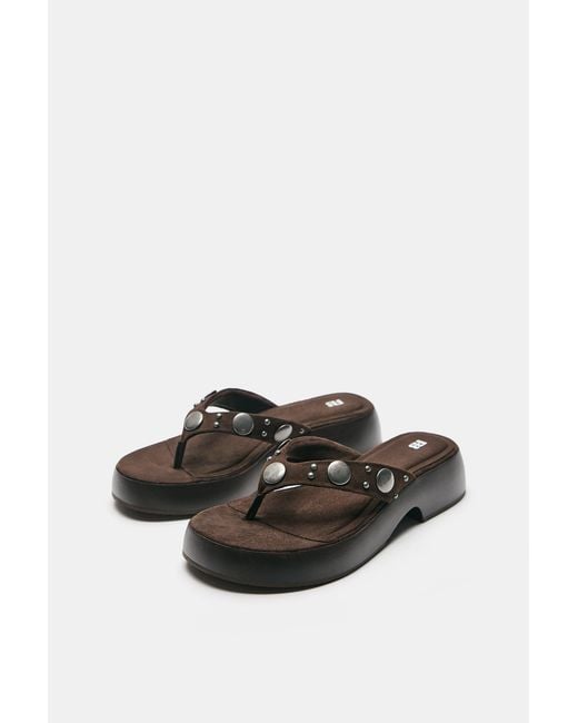 Pull&Bear Pink Studded Sandals