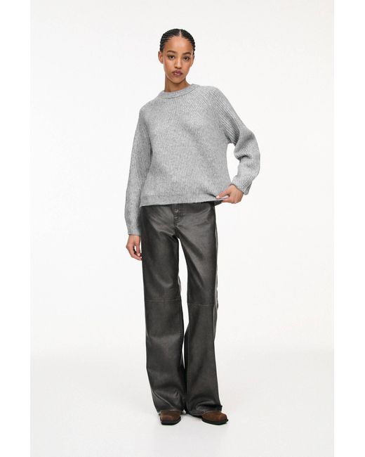 Pull&Bear Gray Weicher Strickpullover Aus Perlstoff