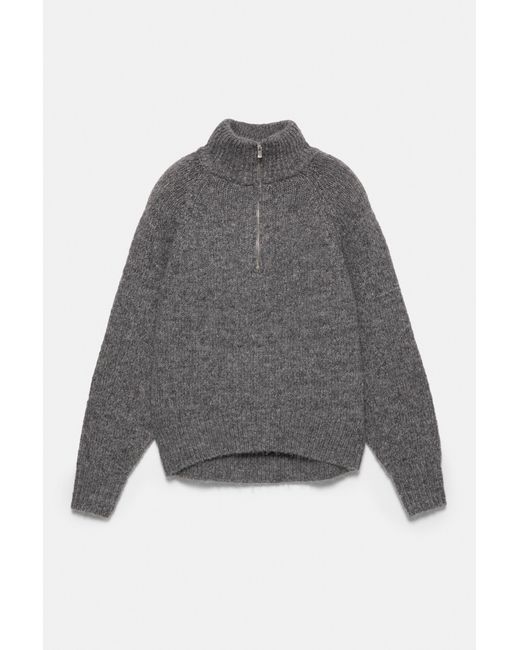 Pull&Bear Gray Quarter-Zip Jumper