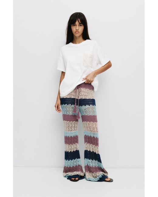 Pull&Bear Multicolor T-Shirt Mit Häkeltasche