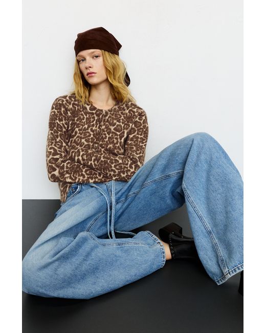 Pull&Bear Blue Leopard Print Cardigan