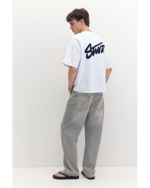 Pull&Bear White Stwd Logo Boxy T-Shirt for men