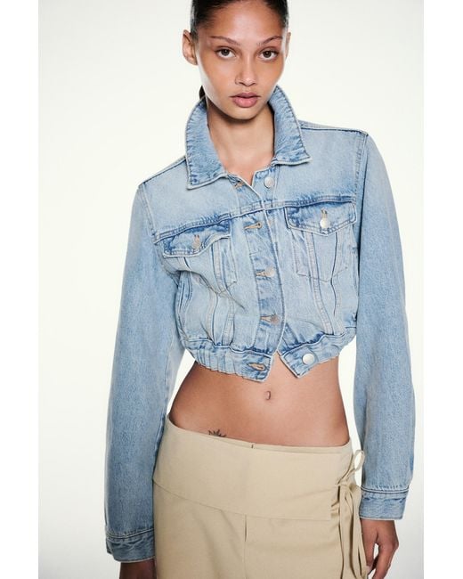 Pull&Bear Blue Cropped Denim Jacket