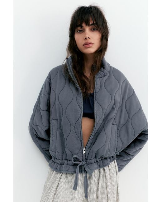 Pull&Bear Green Padded Jacket With A High Neck