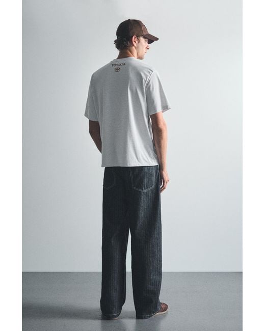 Pull&Bear Gray Toyota Logo Regular Fit T-Shirt for men