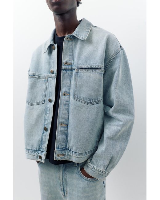 Pull&Bear Blue Denim Trucker Jacket for men