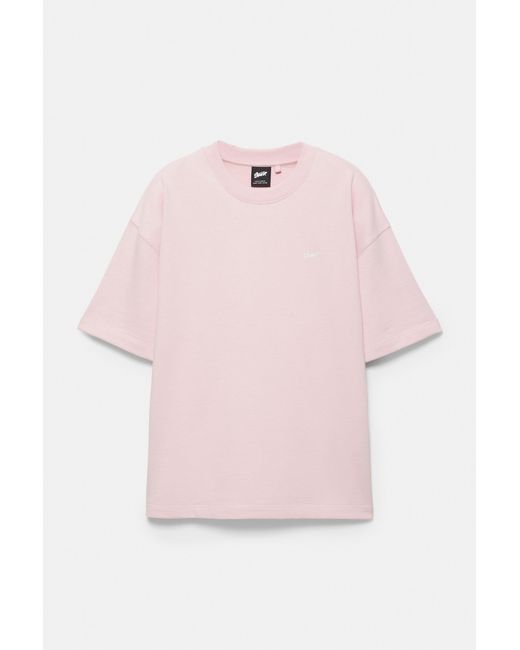 Pull&Bear Pink Short Sleeve Logo Sweatshirt for men