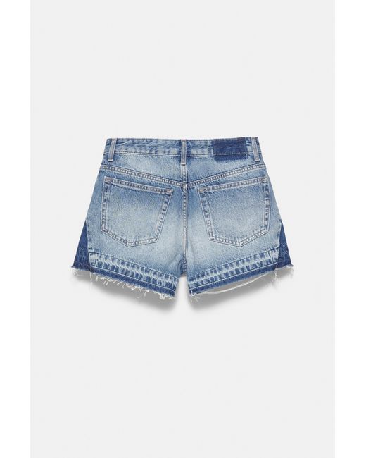 Pull&Bear Patchwork Denim Bermuda in het Blue