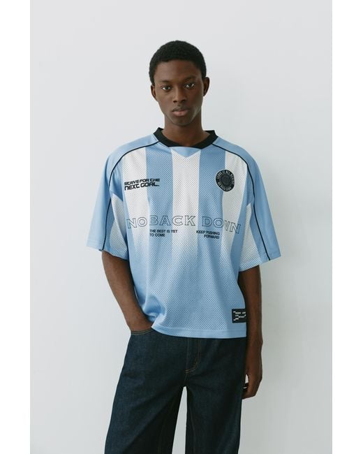 Pull&Bear Blue Stwd Boxy-Fit T-Shirt for men