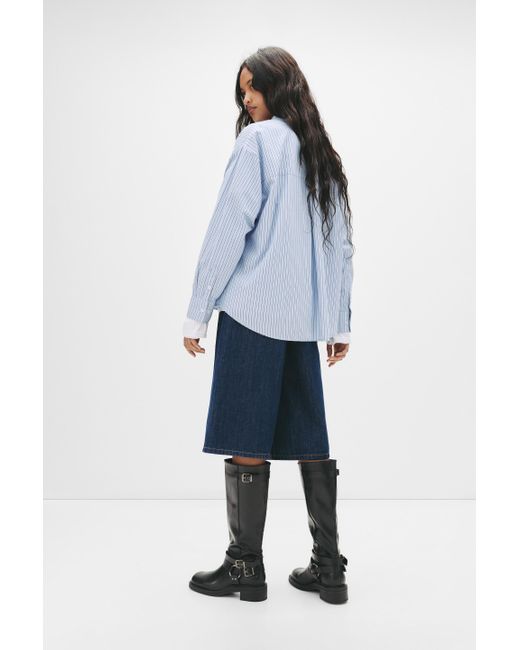 Pull&Bear Blue Popelin-Hemd